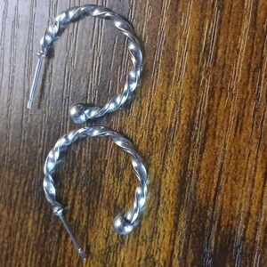 Twisted 3/4" hoop .75" silver Genuine high quality earrings